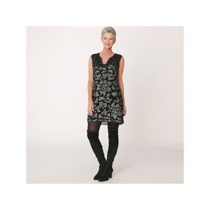 CELESTIAL BLUE Womens Black Sheer Split Short Cocktail Shift Dress XL